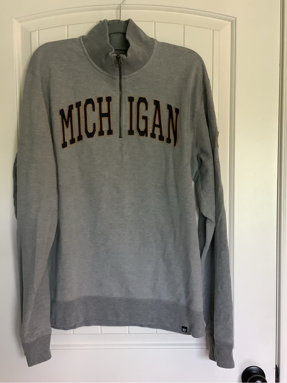 47 Brand Vintage Michigan Quarter-Zip Pullover with Wolverbear Patch